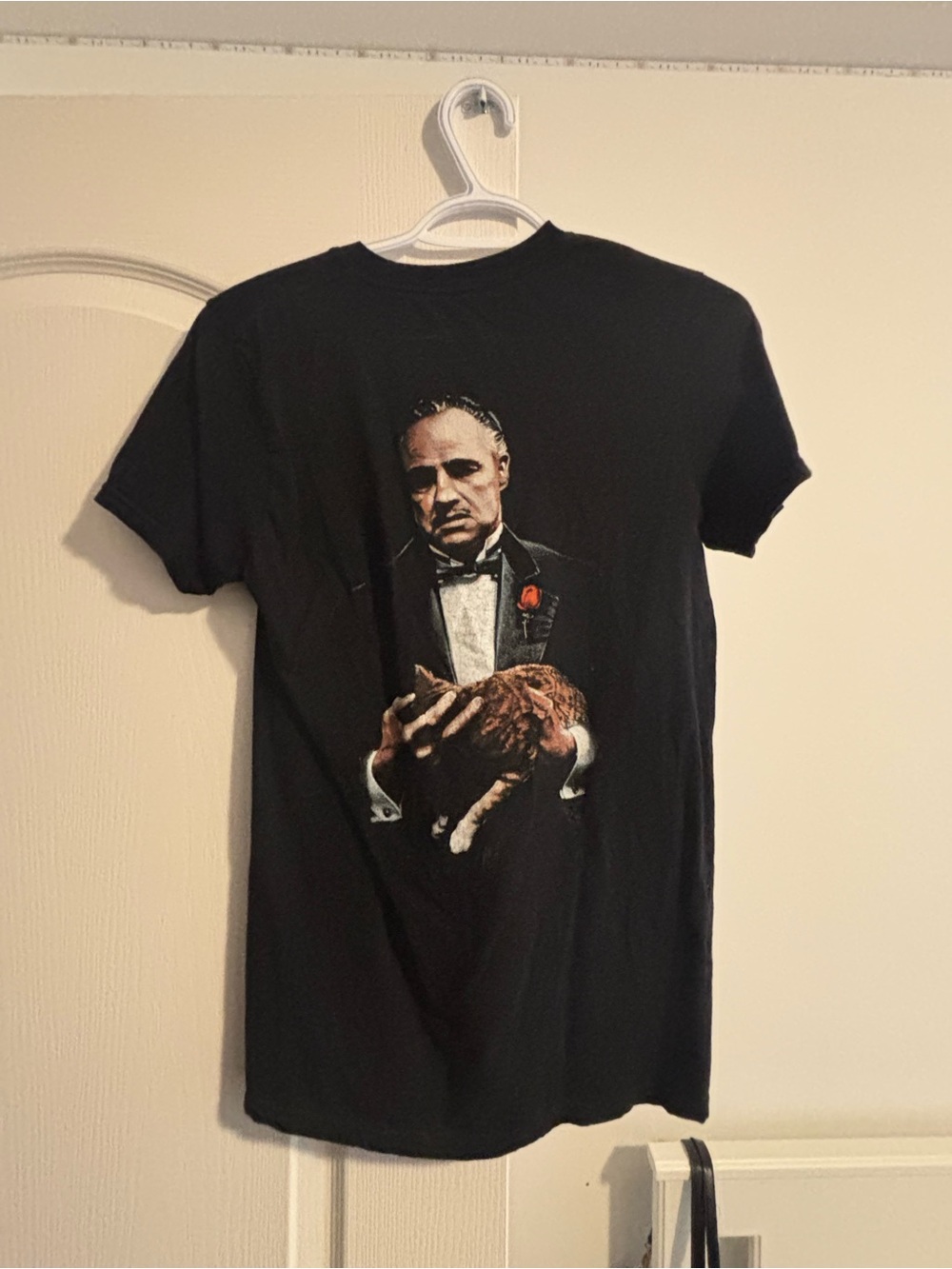 Black Graphic Short-Sleeve Men’s T-Shirt with Iconic Film Portrait